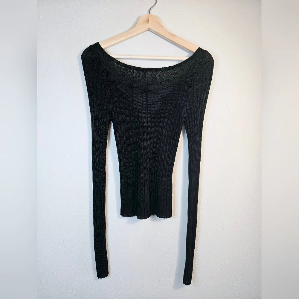 Free People Ribbed Low Back Cross Tie Long Sleeve Top Size Small NWT